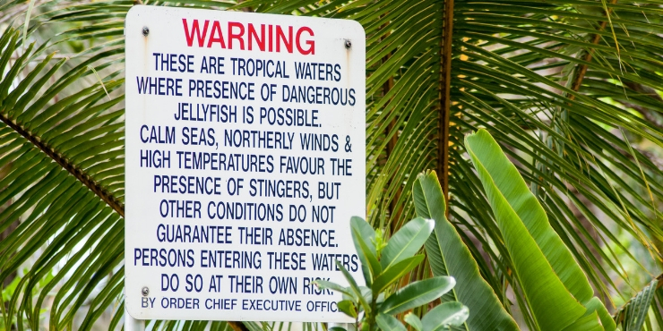 Stingers warning sign in Australia.
