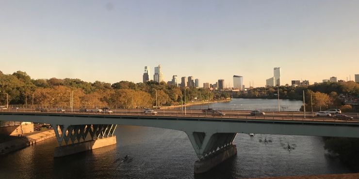 View of New York city from the Acela Express