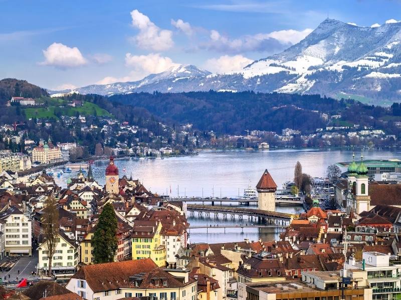 Aerial view of Lucerne Switzerland