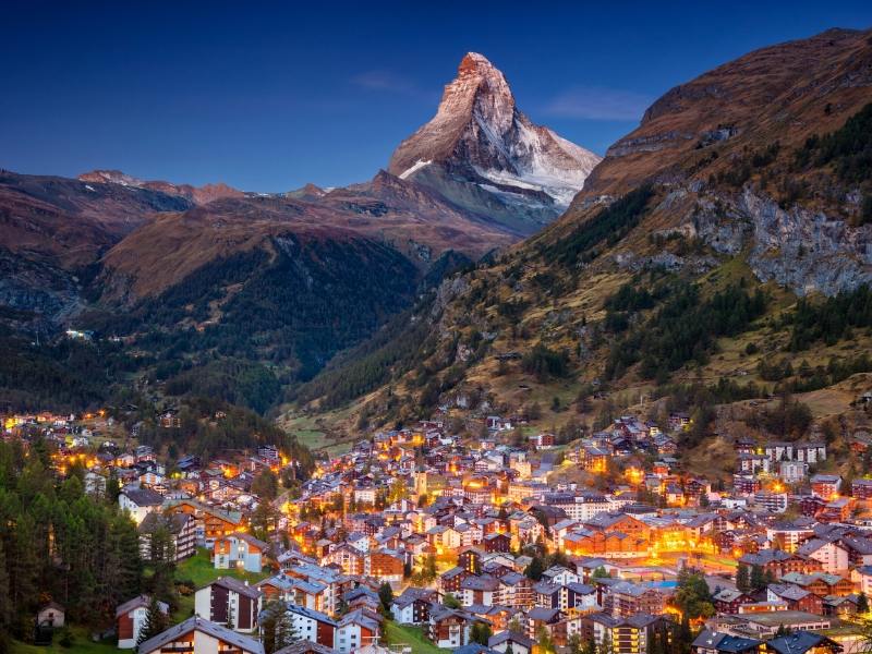 The town of Zermatt in Switzerland