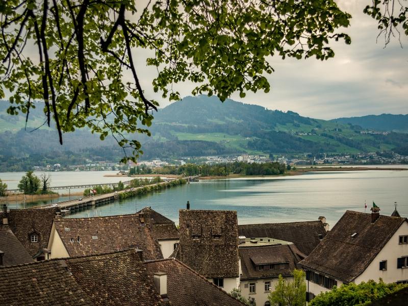 View of Lake Zurich from Rapperswil in Switzerland