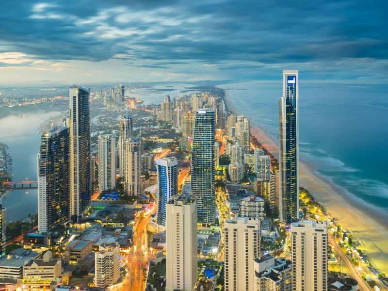 The Gold Coast in Australia at night