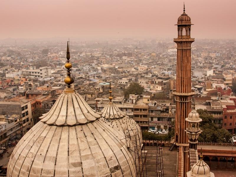 Delhi skyline.