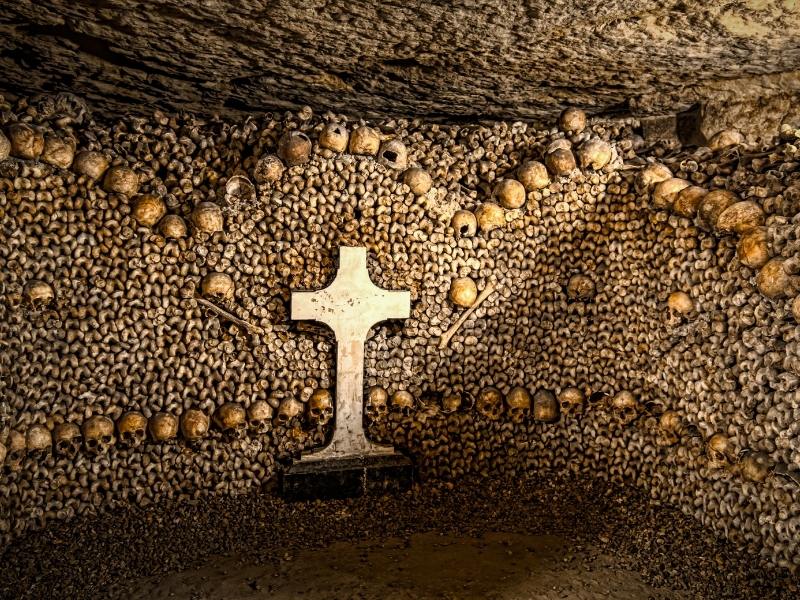 Paris Catacombs in Paris France.