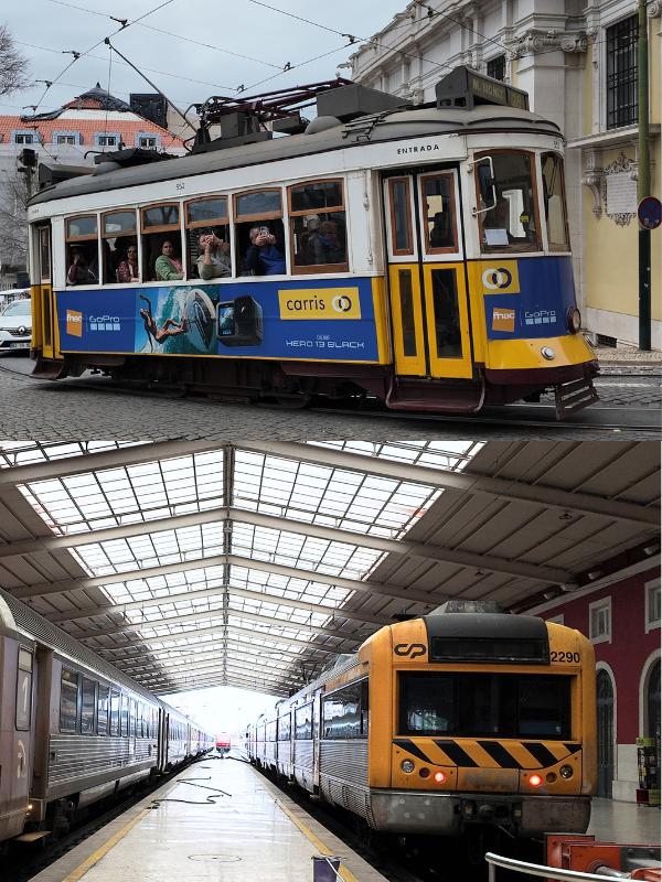 Lisbon tram and commuter train
