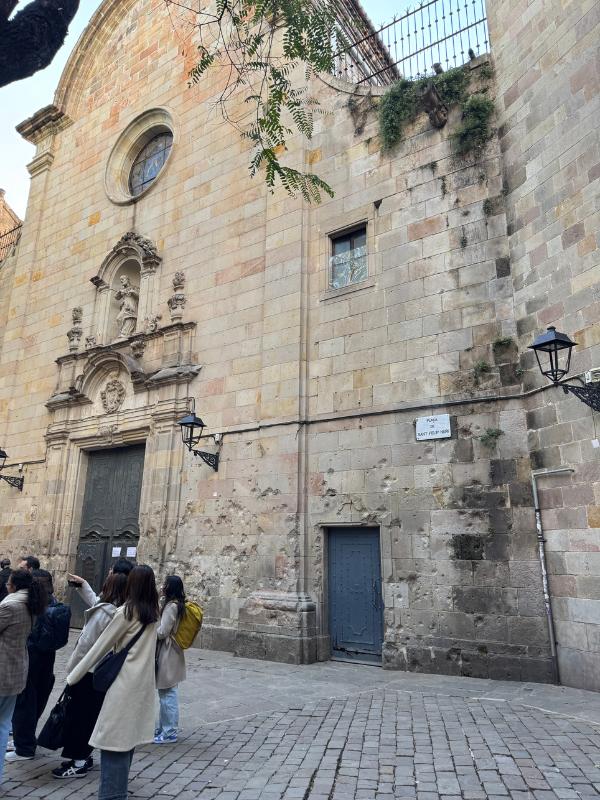 Bomb marks on church in old town