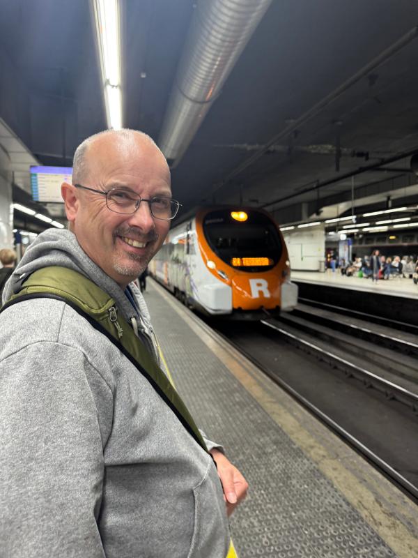 Doug catching a regional Train