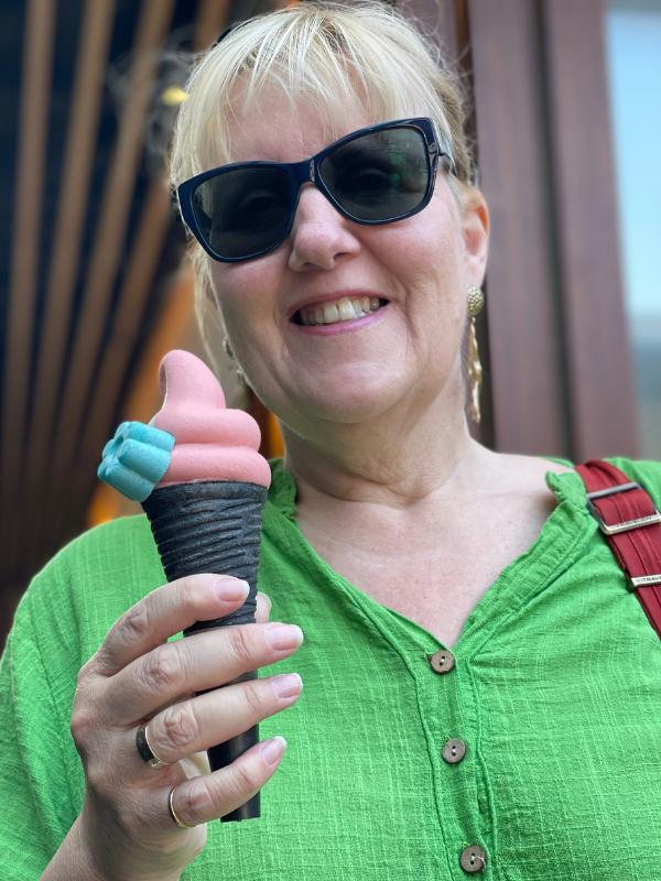 Tracy with icecream in Japan