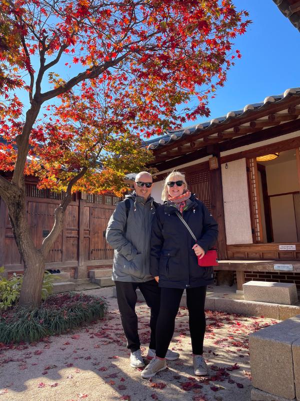 man and woman exploring seoul as part of their south korea itinerary