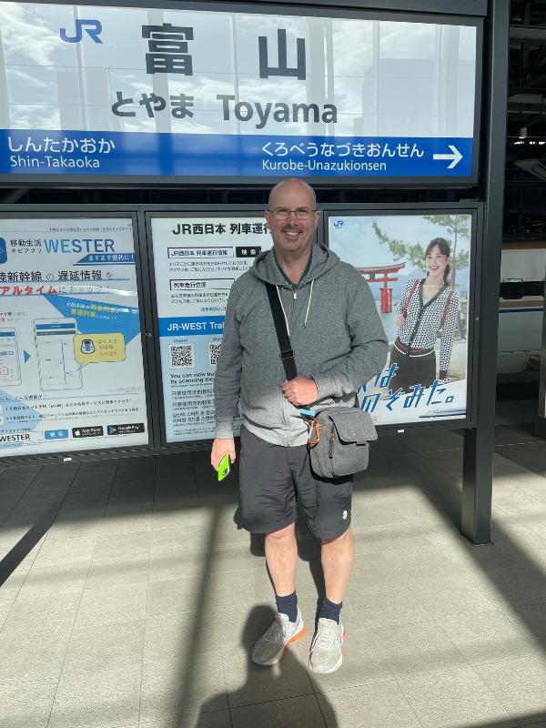 Doug at Toyama train station