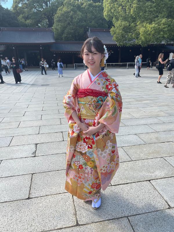 In Tokyo girl in traditional dress