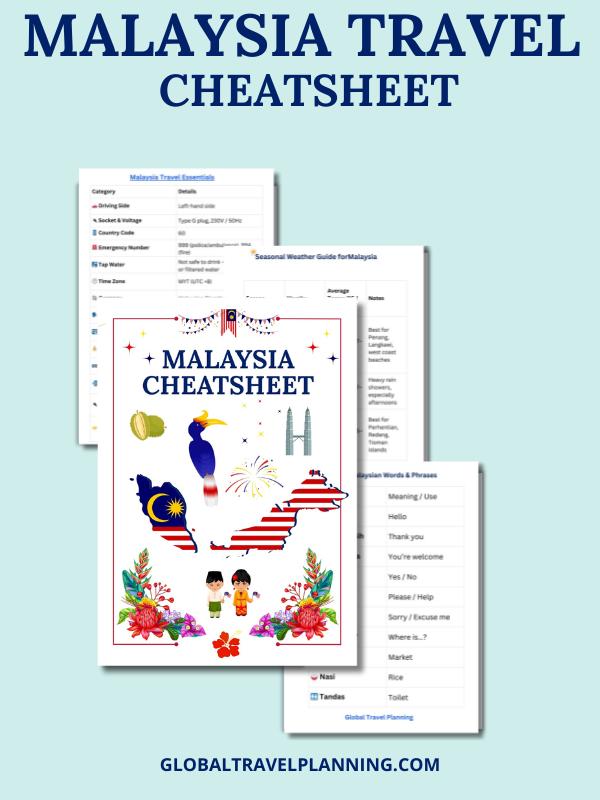 Malaysia Travel Guide Cheatsheet.