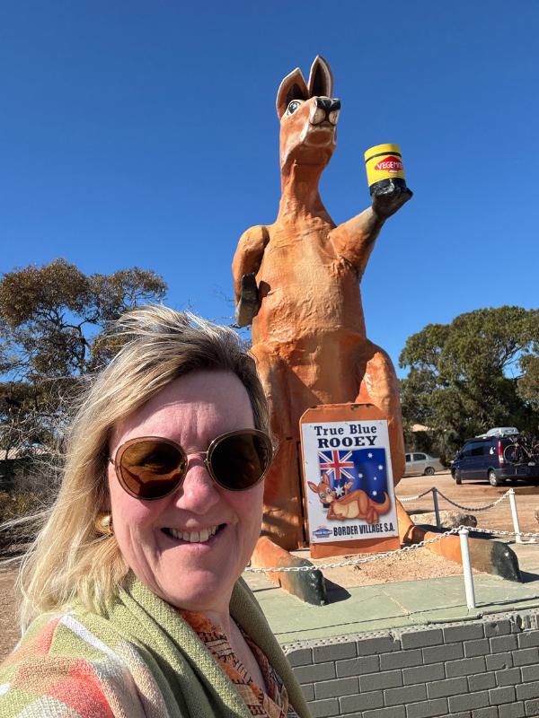 Australia road trip Tracy at border with WA