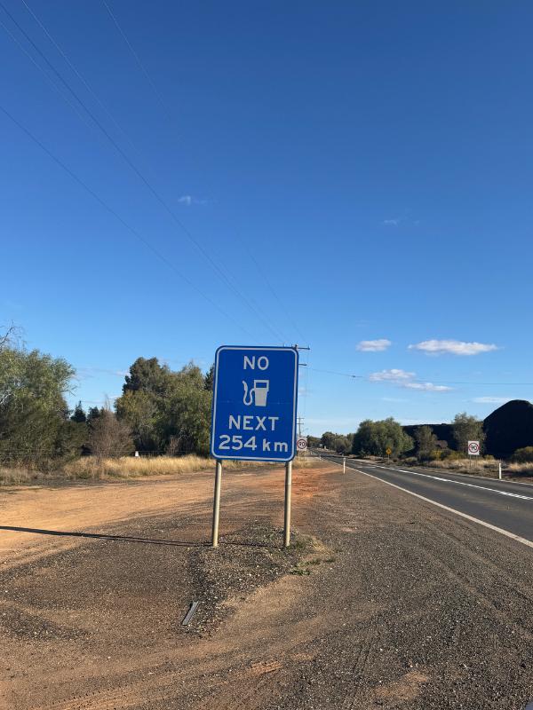 Australia road trip no fuel sign