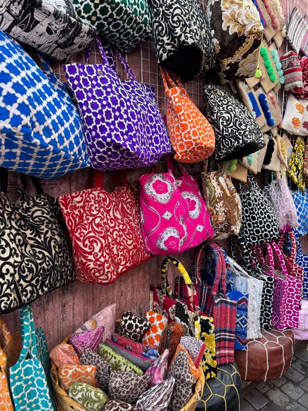 Material bags on wall