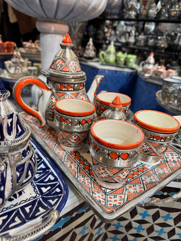 Orange and silver tea set 1