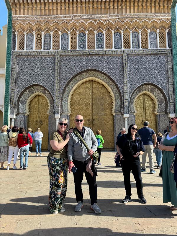 Tracy patterned trousers and t shirt