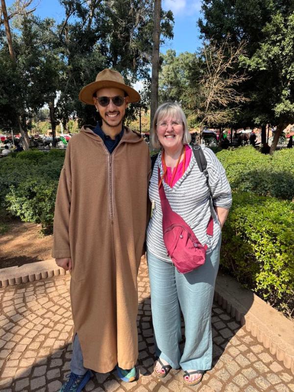 Tracy with guide in Marrakesh