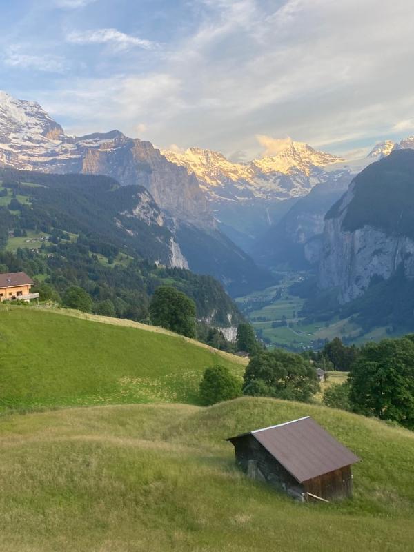 View of mountains from Lauterbrunnen to Wengen train 1