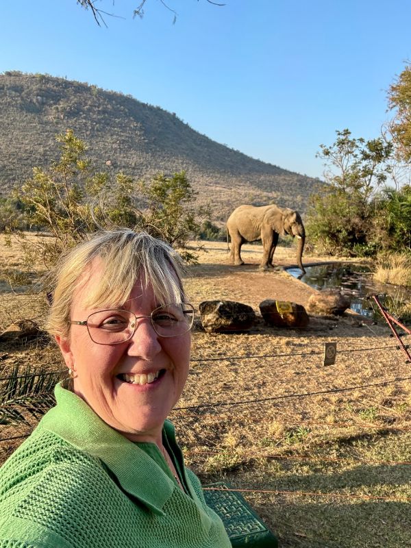 Tracy and an elephant